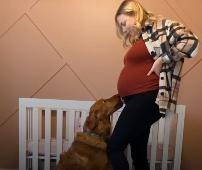 pregnant woman and her dog