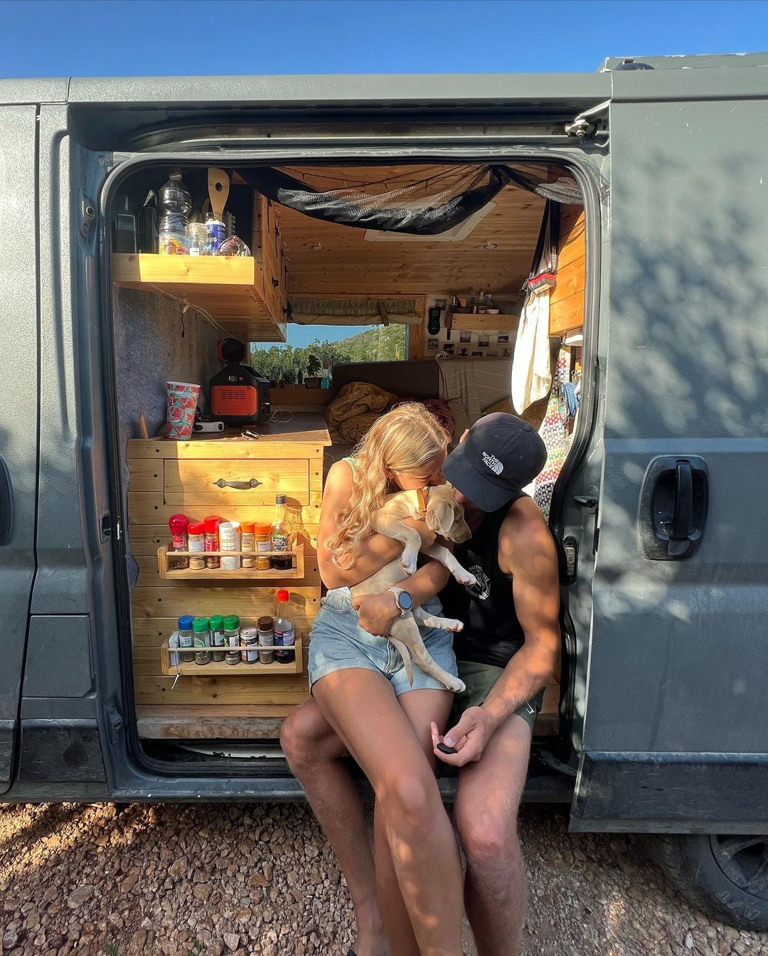 guy and girl in a van
