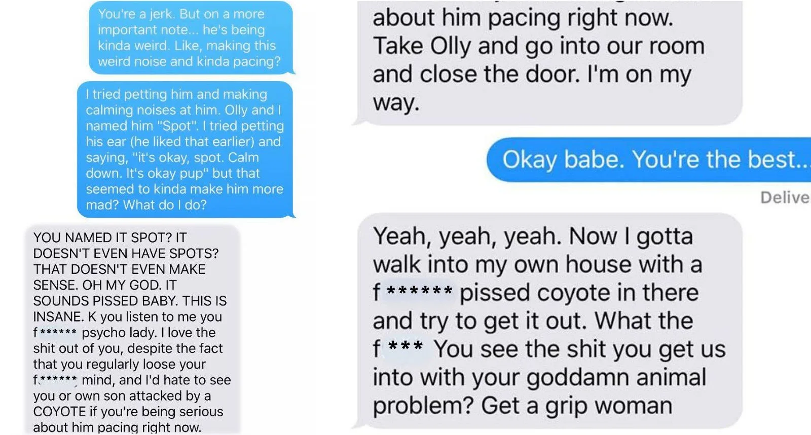 photo of text messages