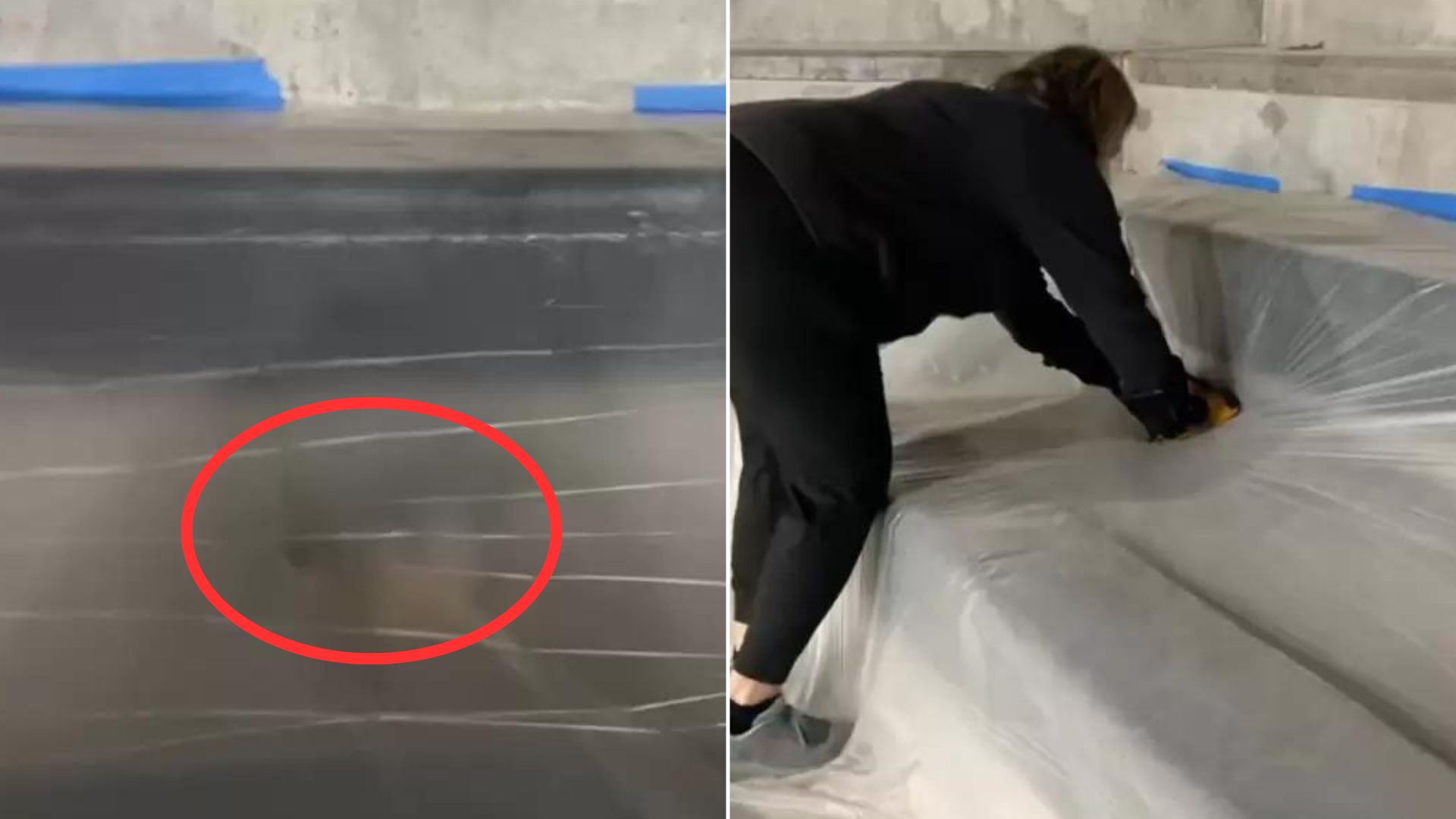 Construction Workers Were Shocked When They Saw A Shadowy Figure Moving Under Tarp