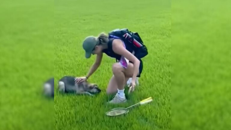 athlete and dog