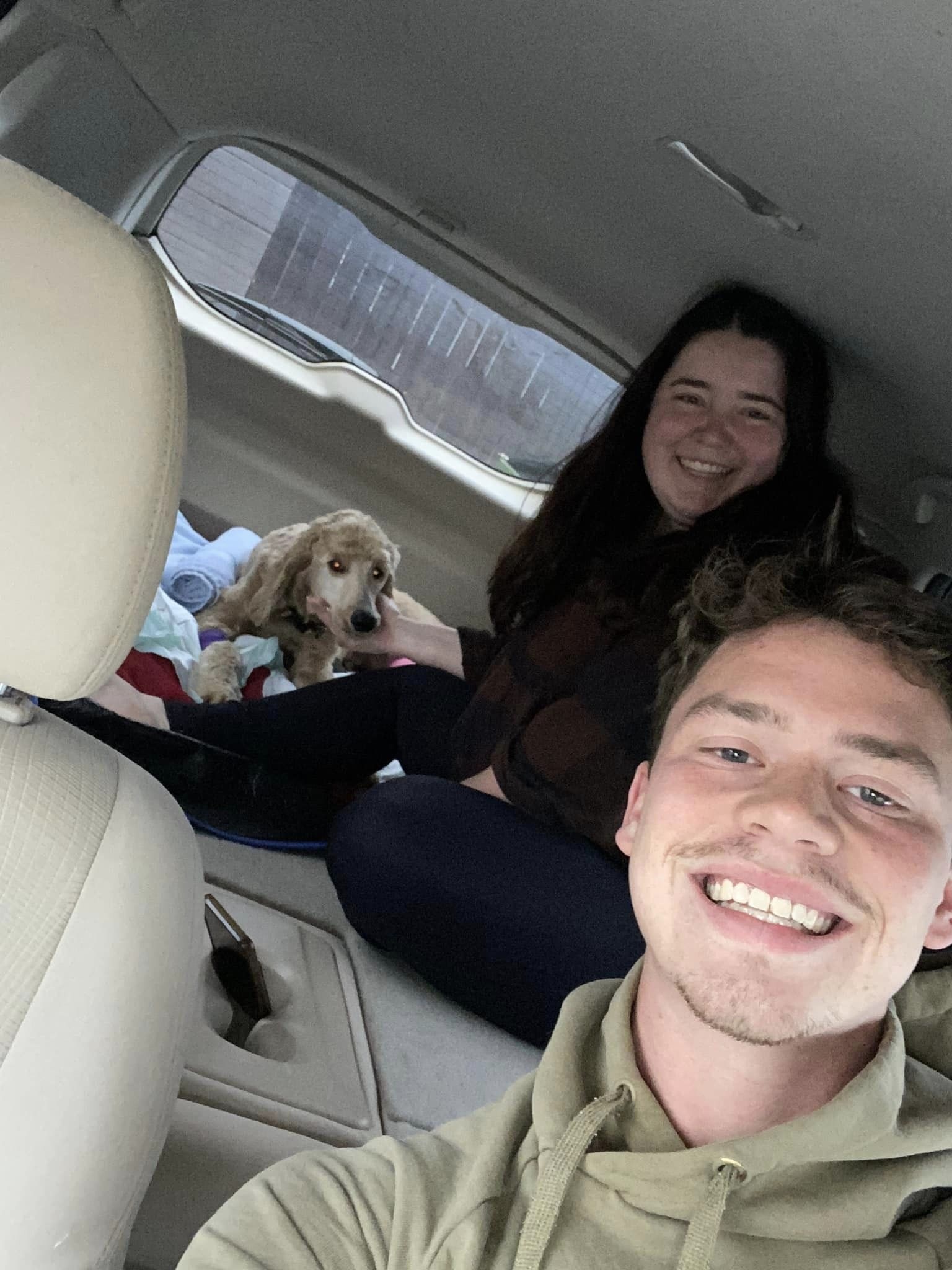 Couple and injured dog