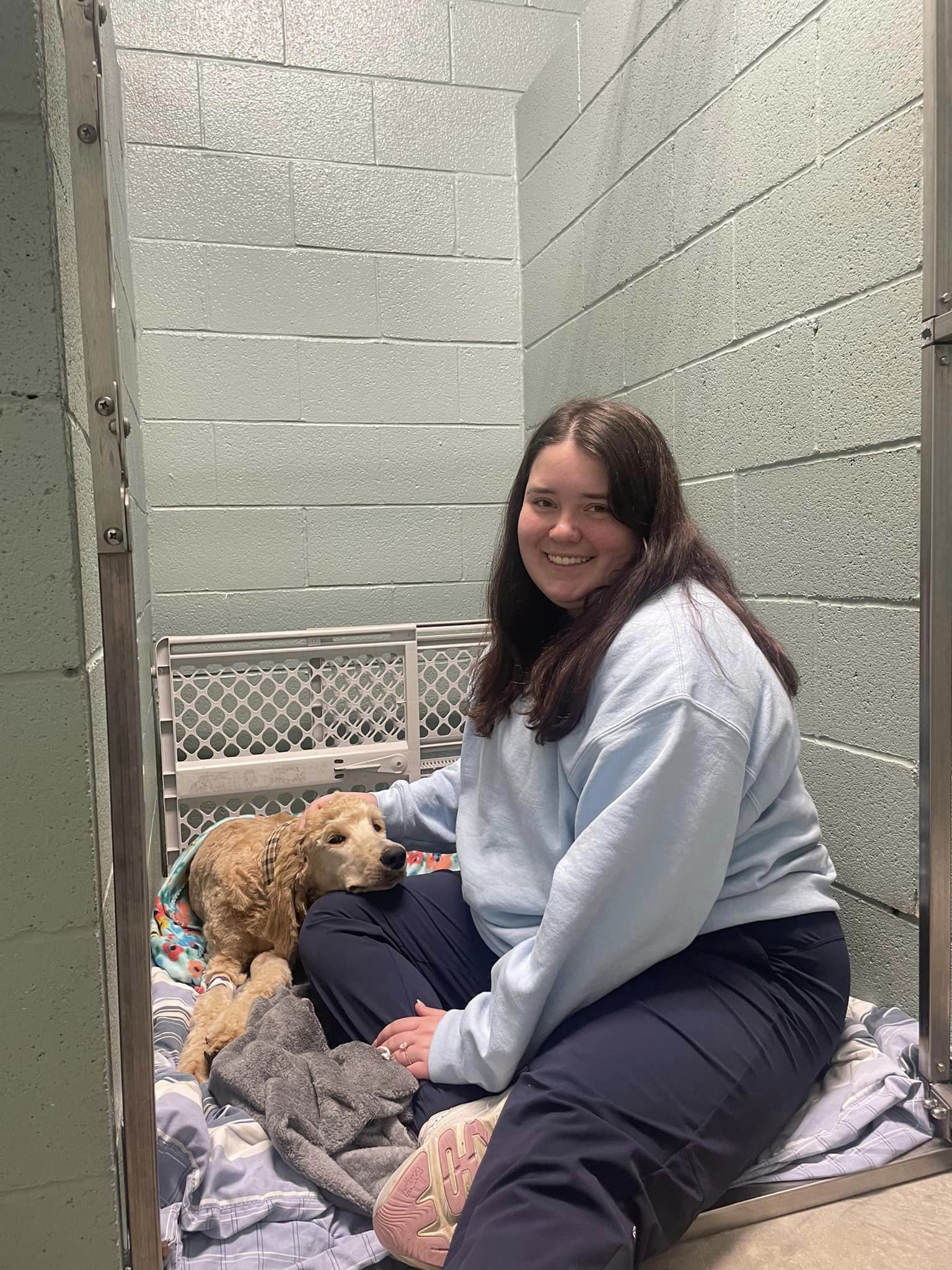 young woman and dog