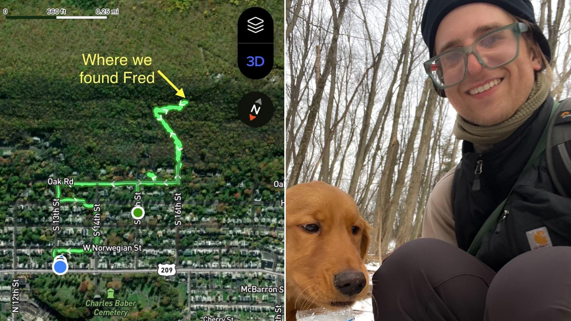 hiker and dog