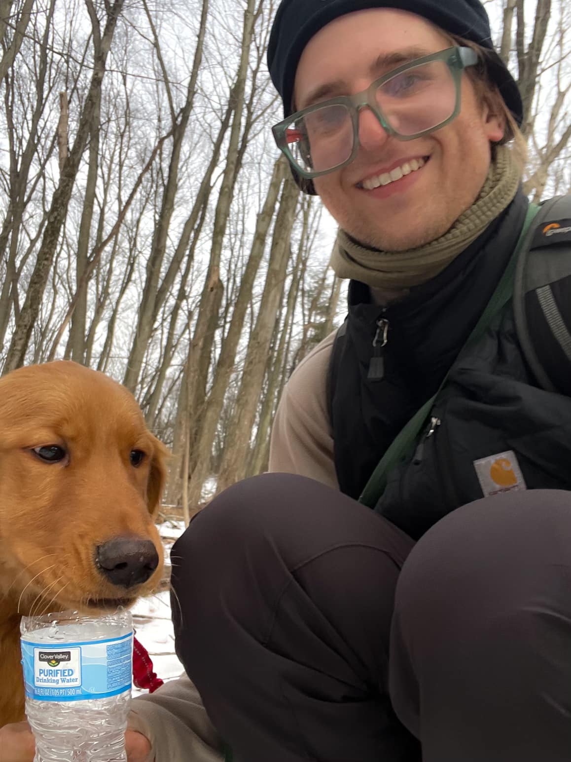 hiker and dog
