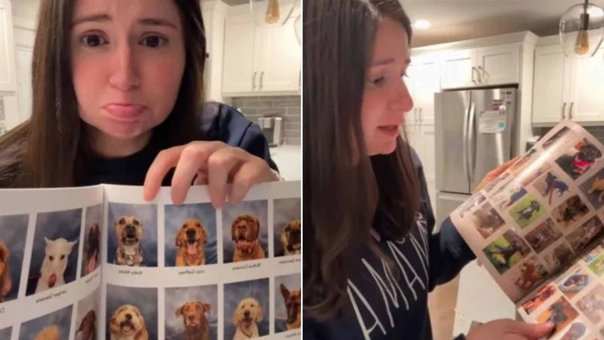 Woman and pictures of dog
