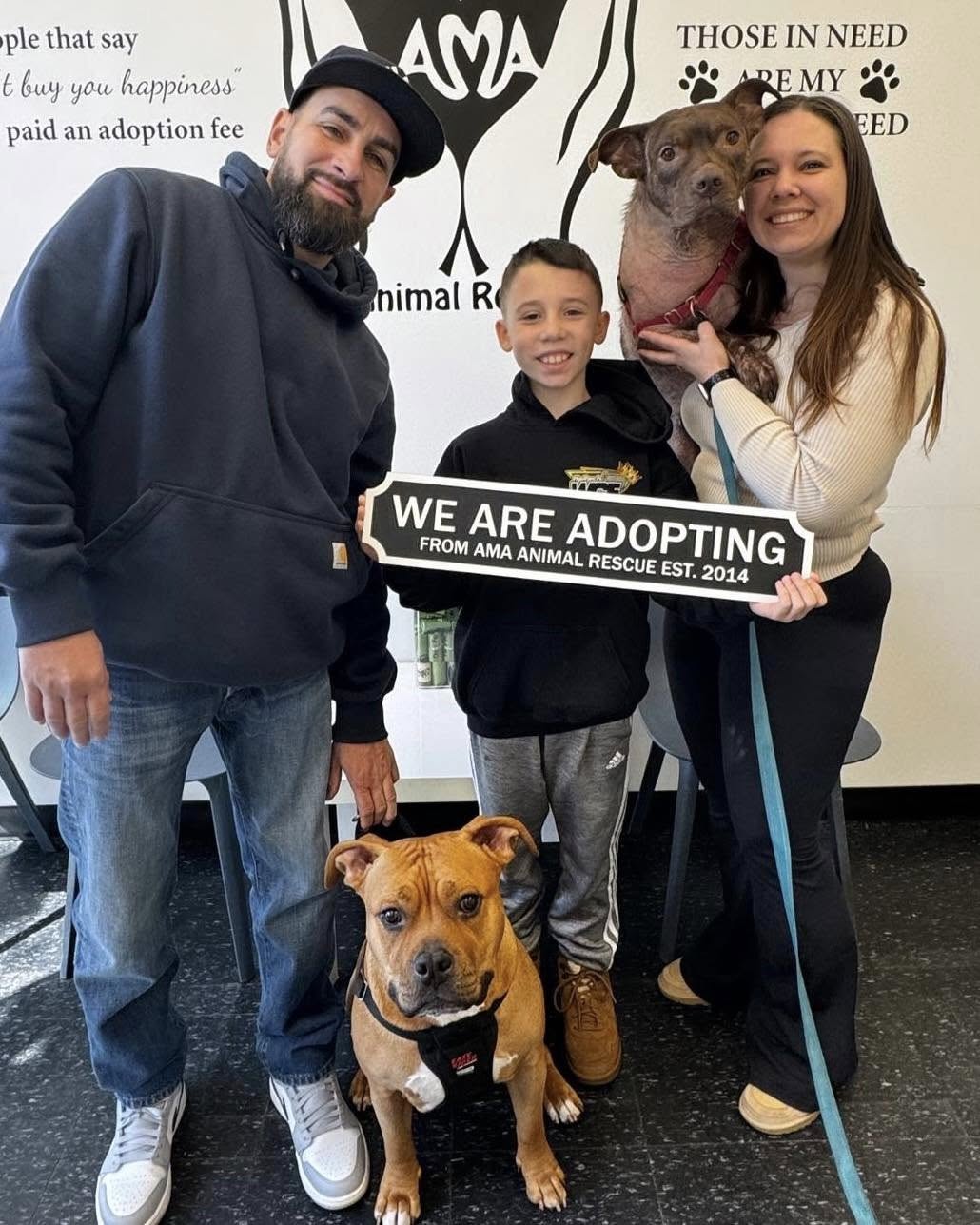 family and two dogs