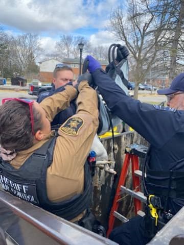 officers saving a dog
