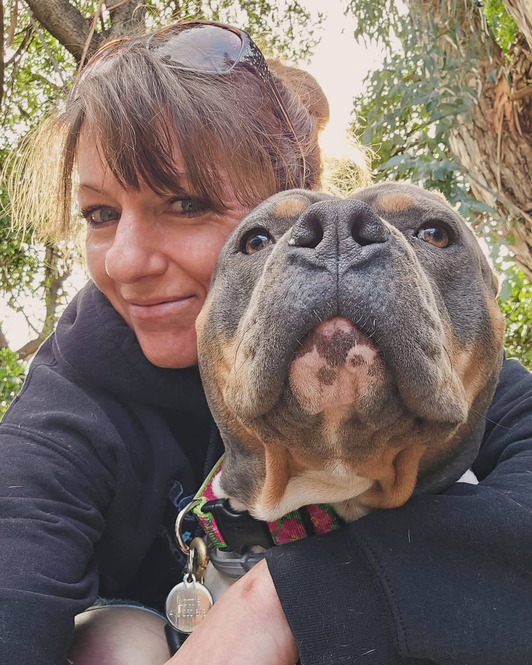 woman and adopted dog