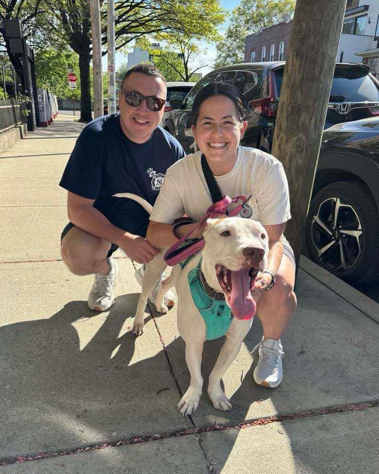 Couple and sweet dog
