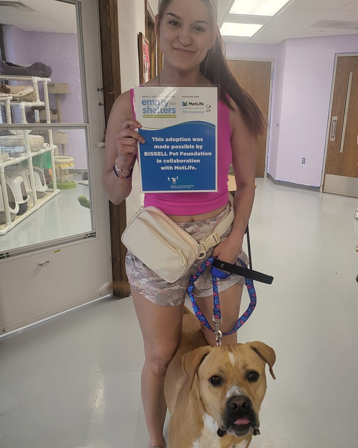 woman and adopted dog