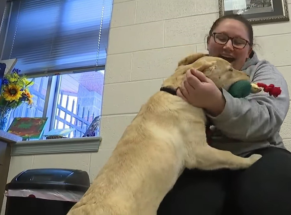woman and adopted dog