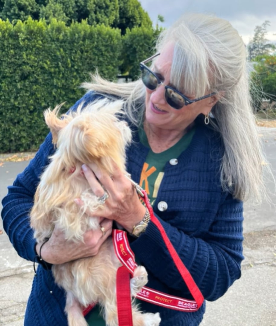 old woman and dog