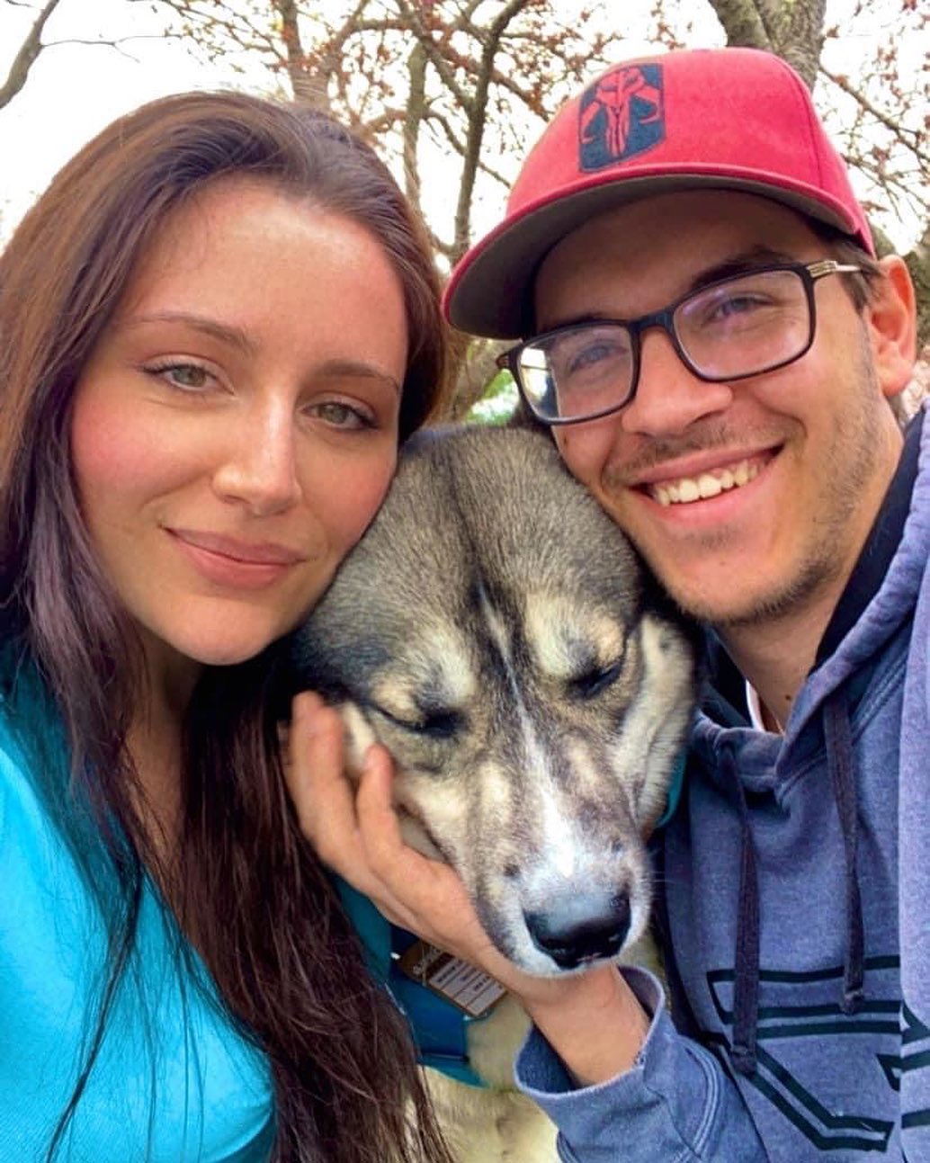 Couple and husky