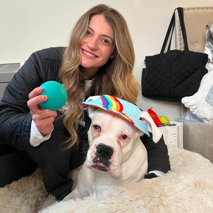 happy woman and dog