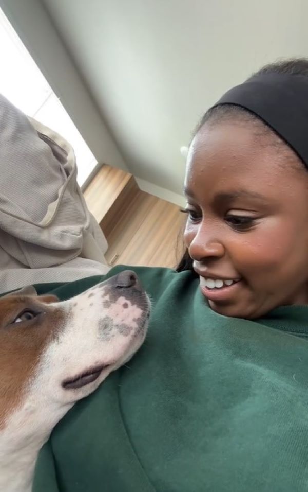 woman and her dog