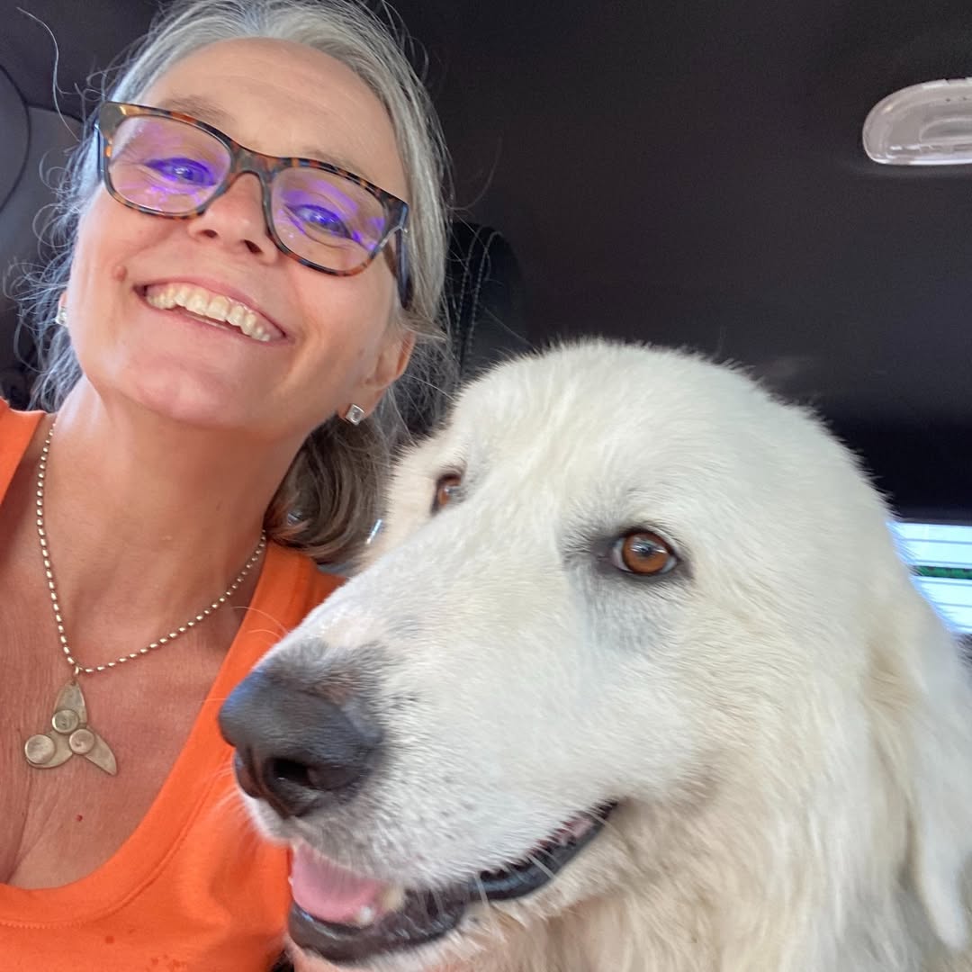 woman and rescued dog