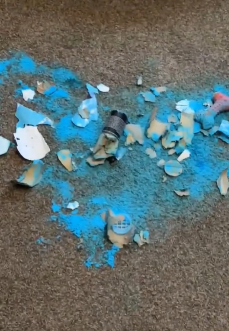 blue dust on rug