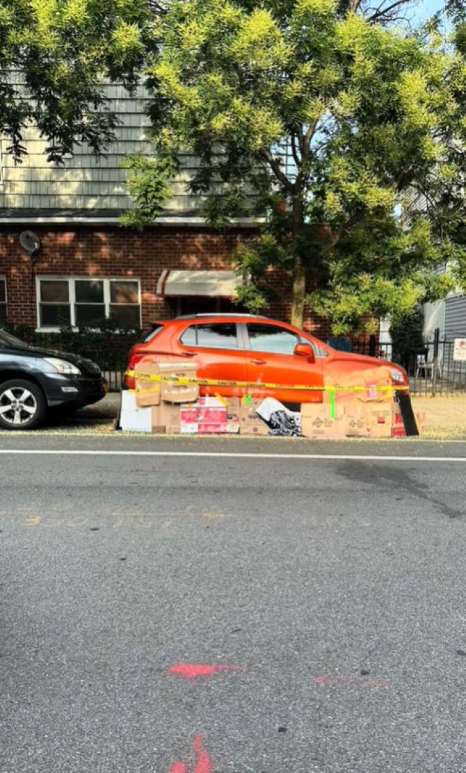 boxes near car