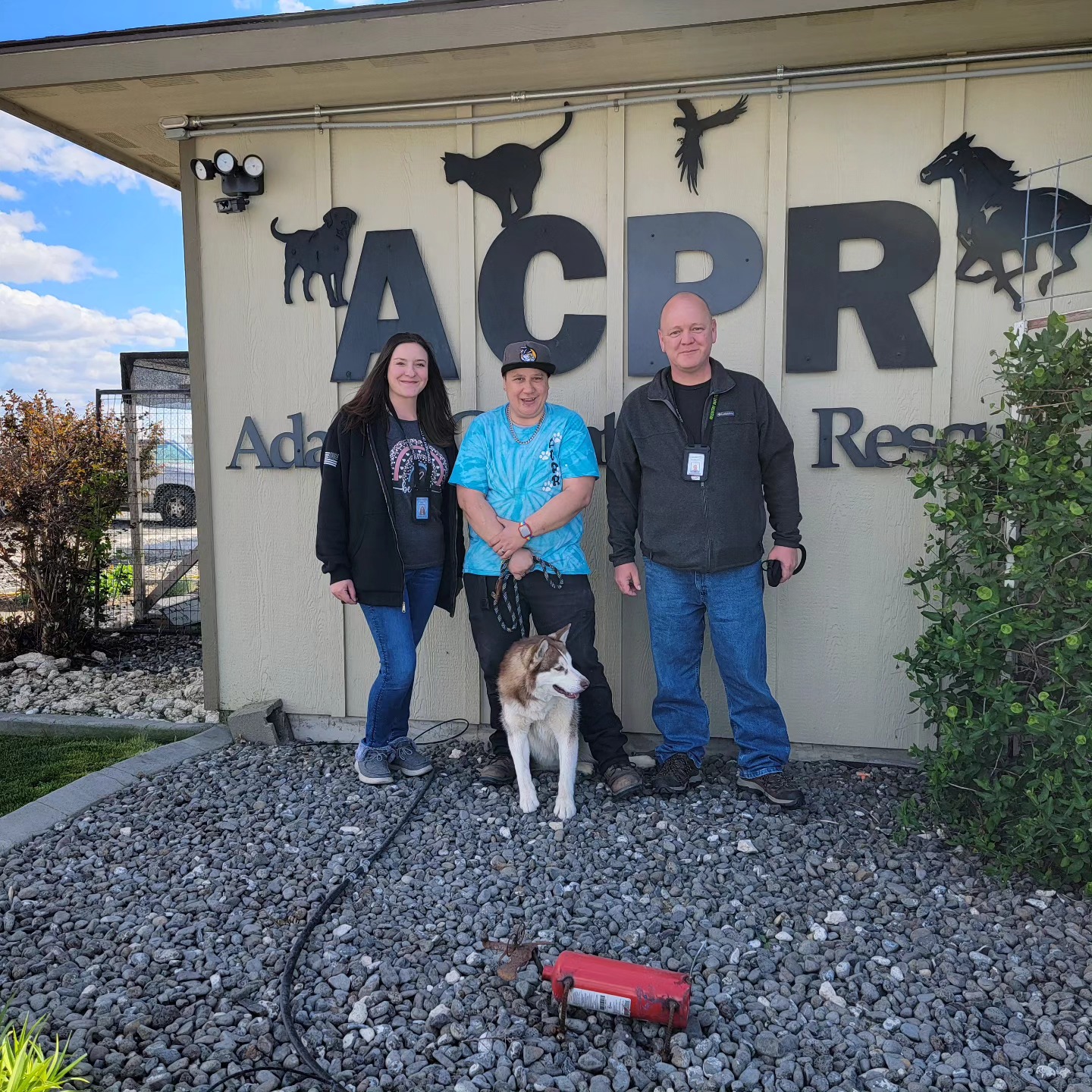 family and cute dog