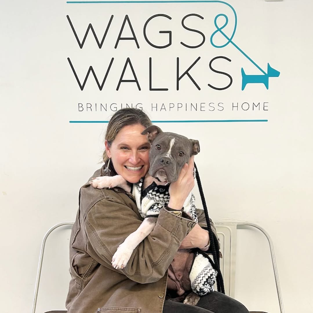 happy woman with dog