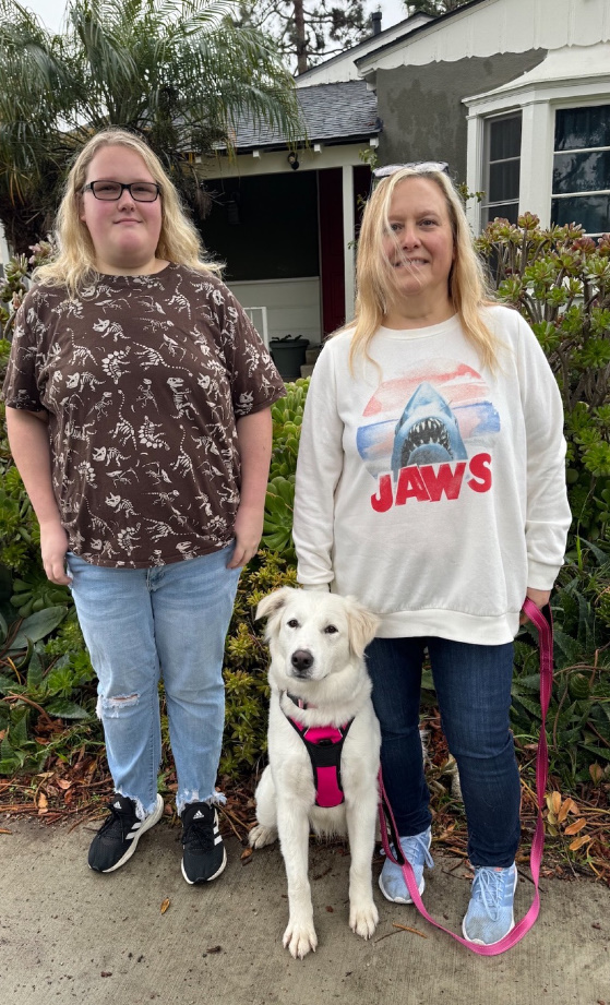 mother daughter and dog