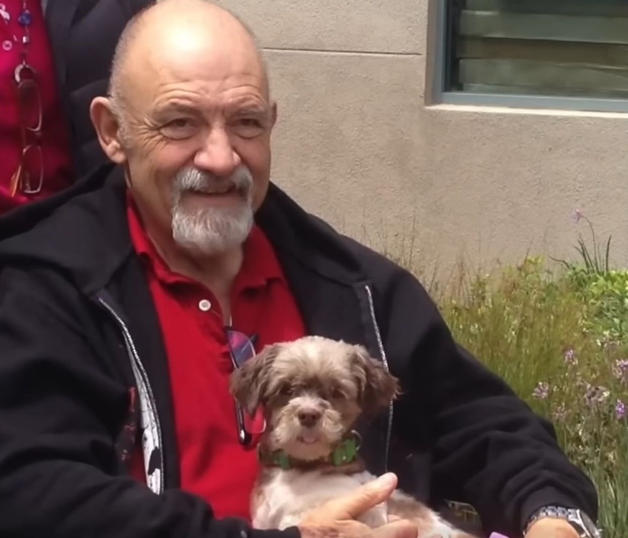 old man and cute dog
