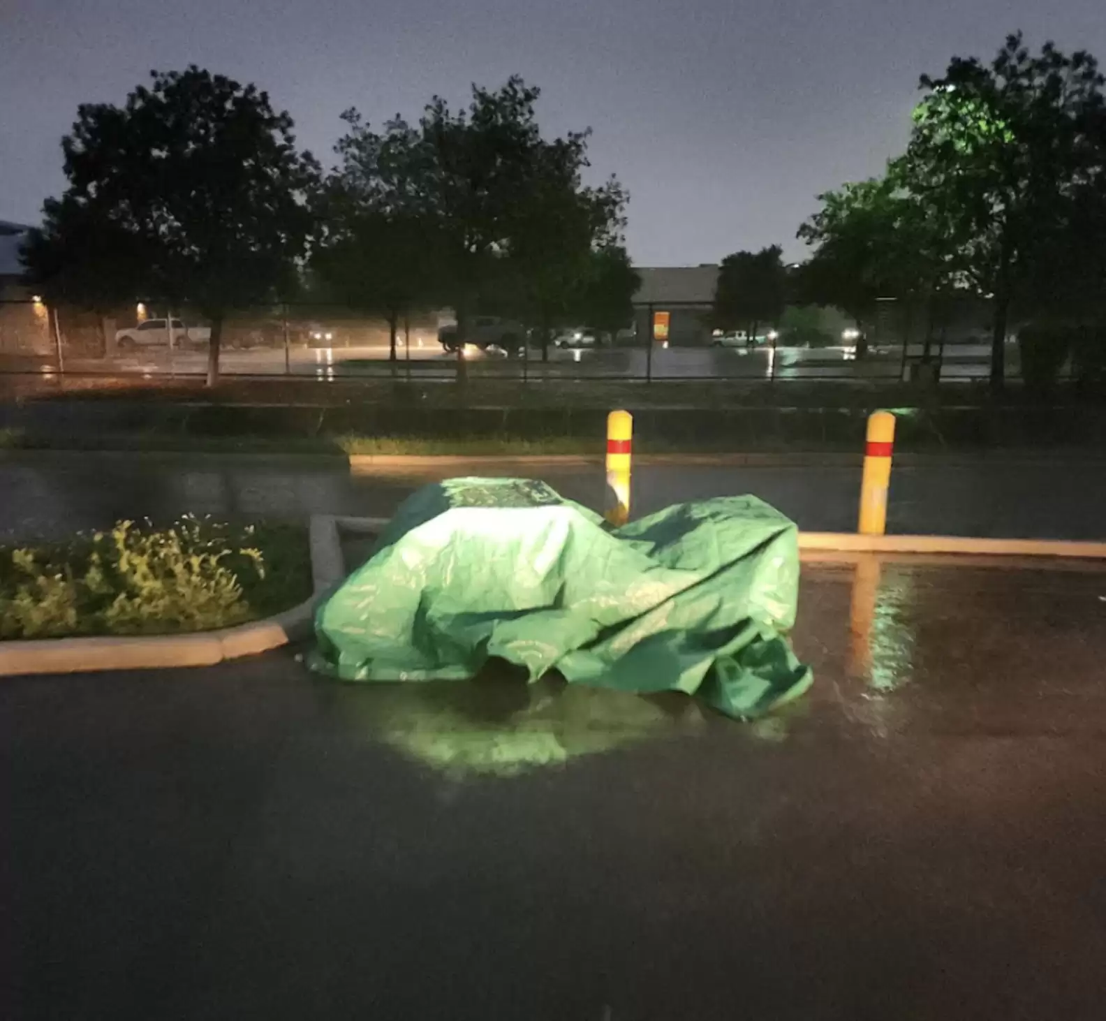 rain soaked tarp