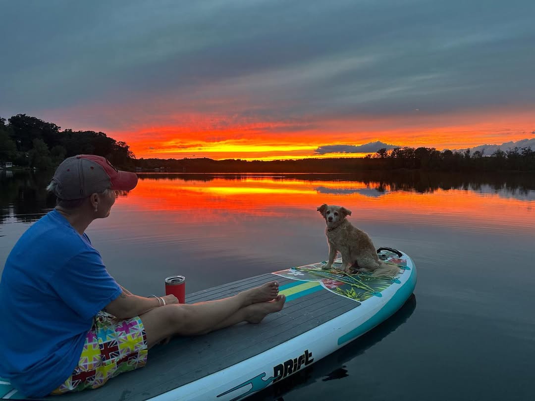 woman and her dog