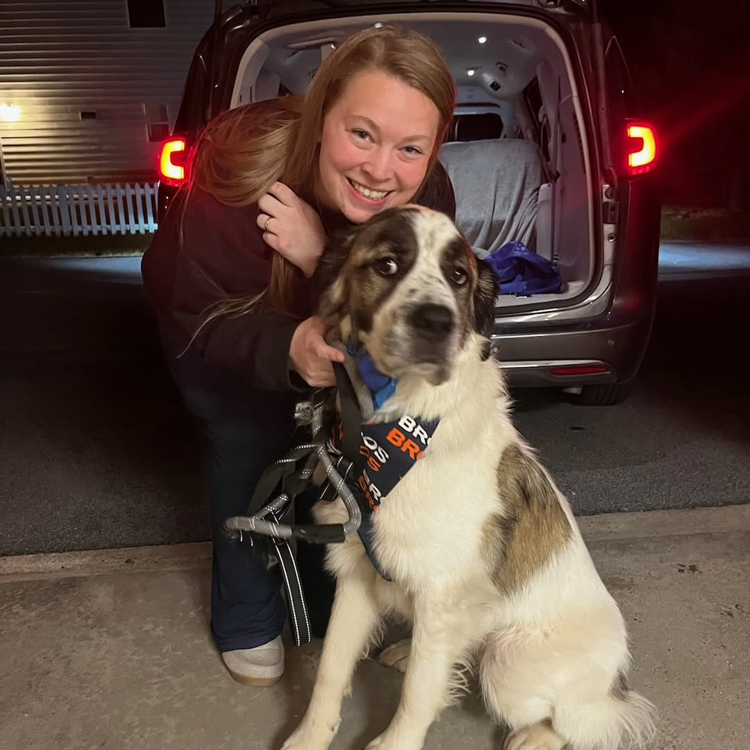 woman and her dog