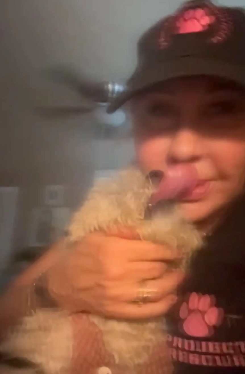 woman and tiny dog