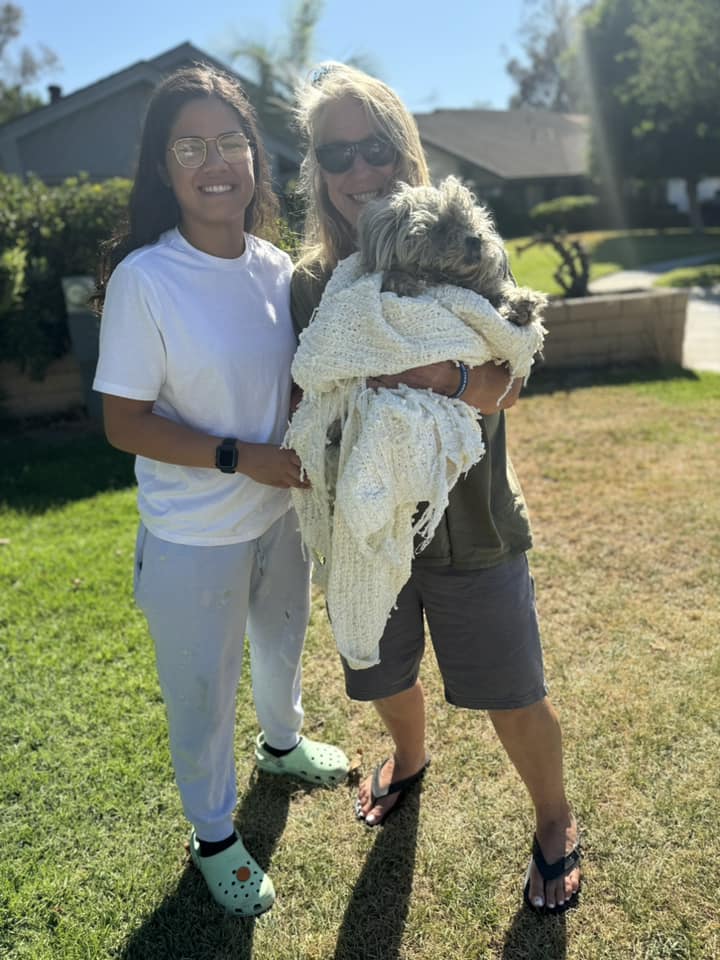 women and dog
