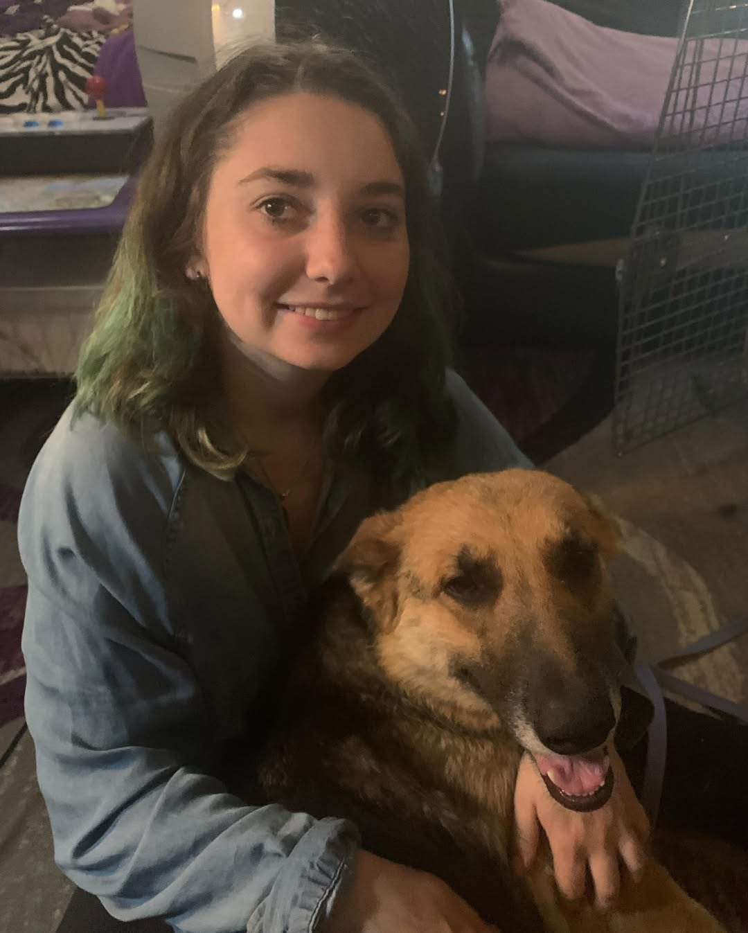 young woman and dog