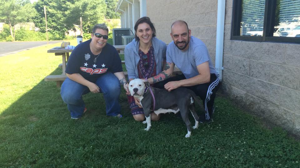 dog with her new family