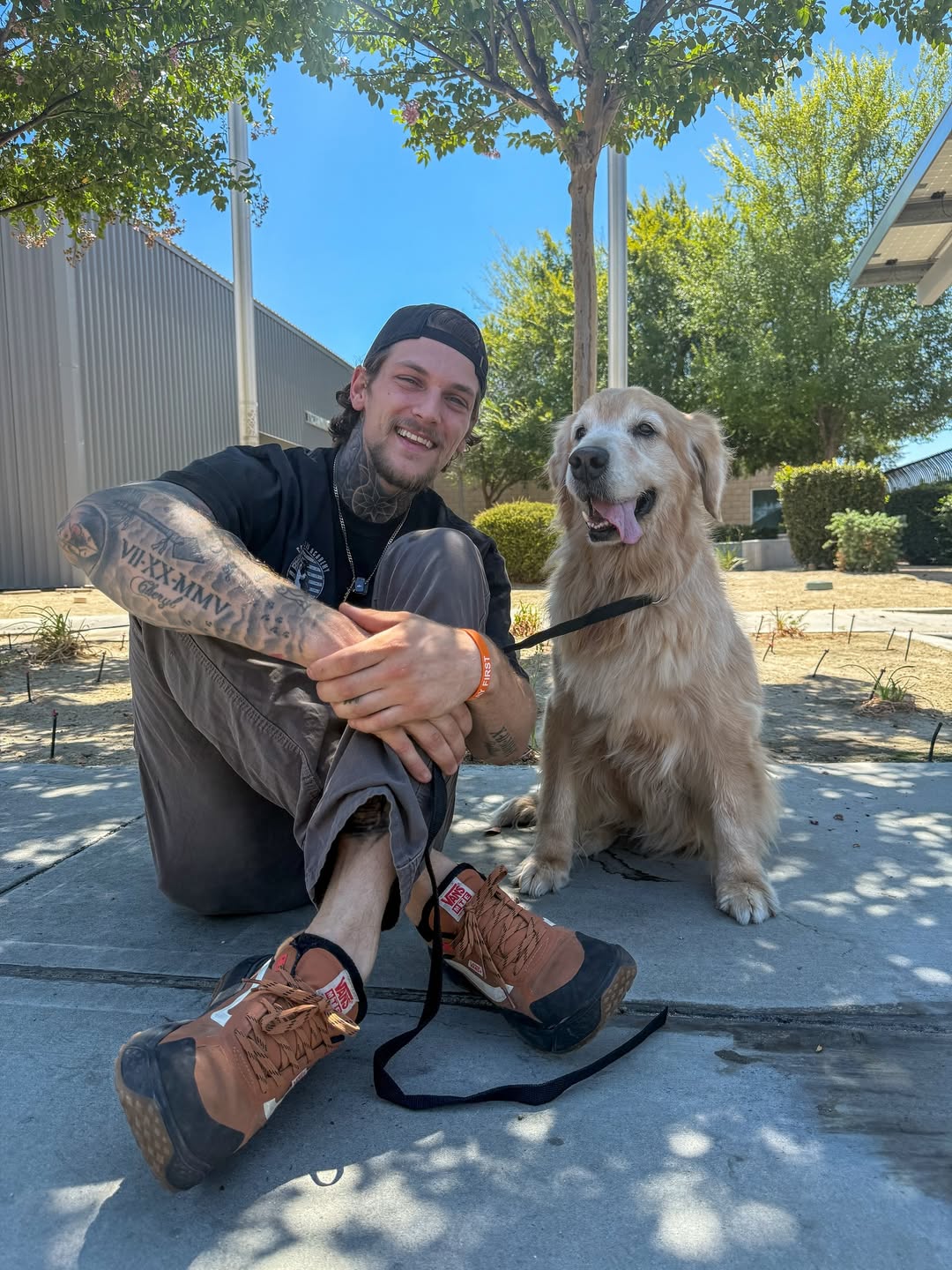 happy man and dog