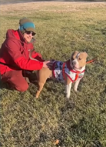 owner and sweet dog