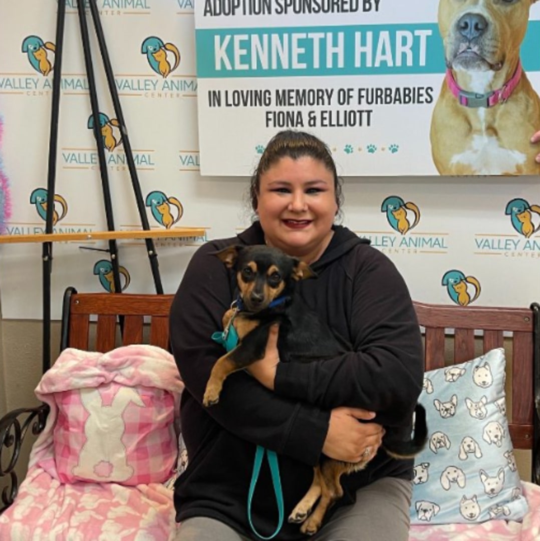 woman holding a puppy 