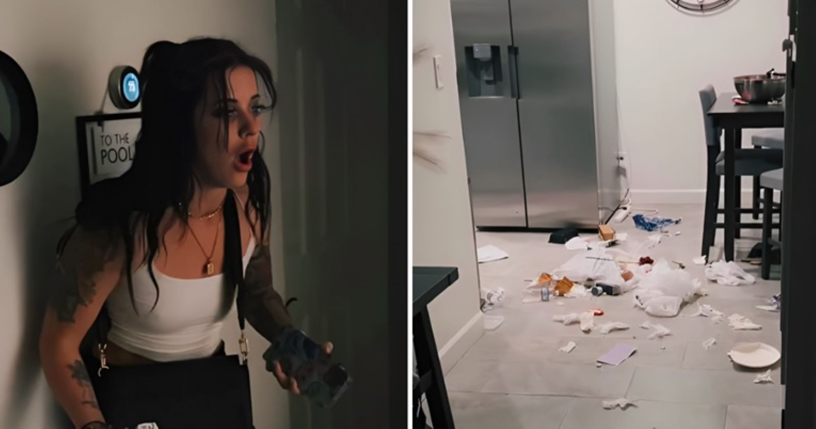 woman shocked with the mess