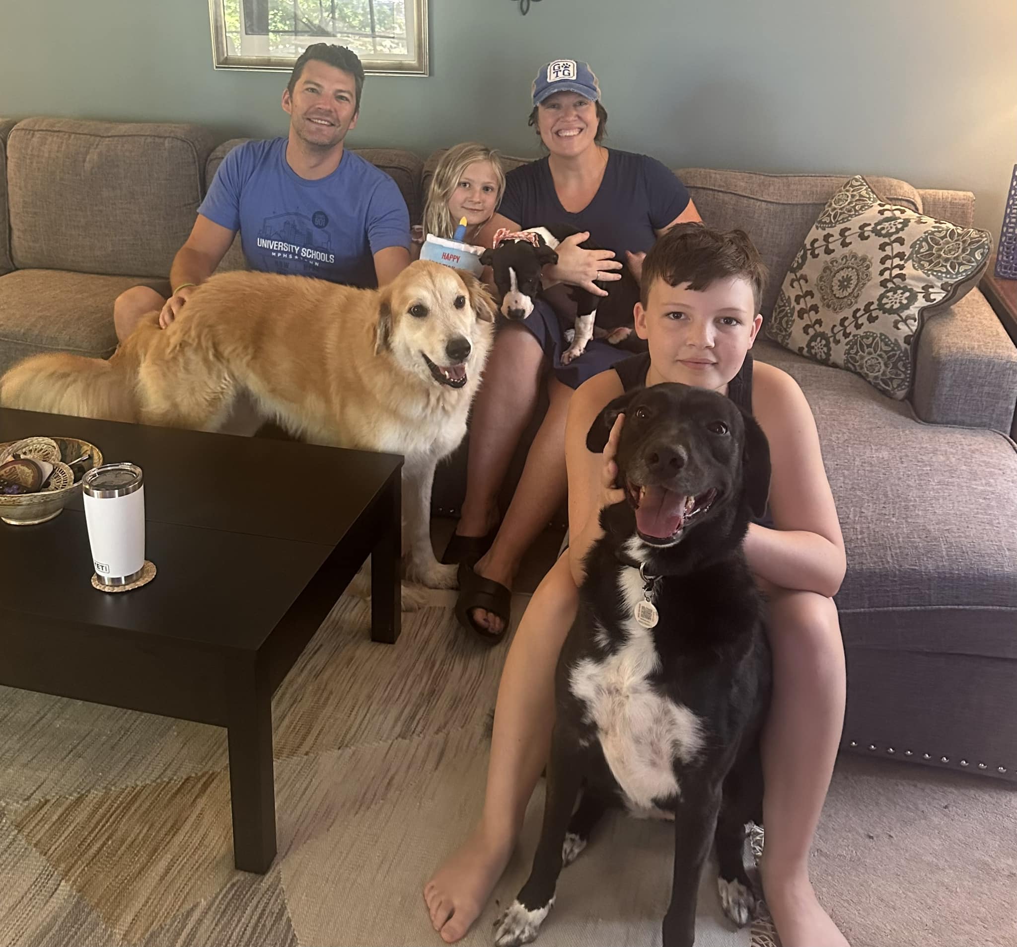 family and two dogs