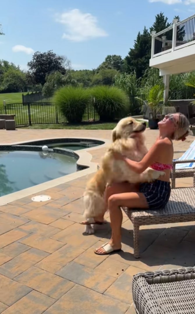 woman and Golden Retriever