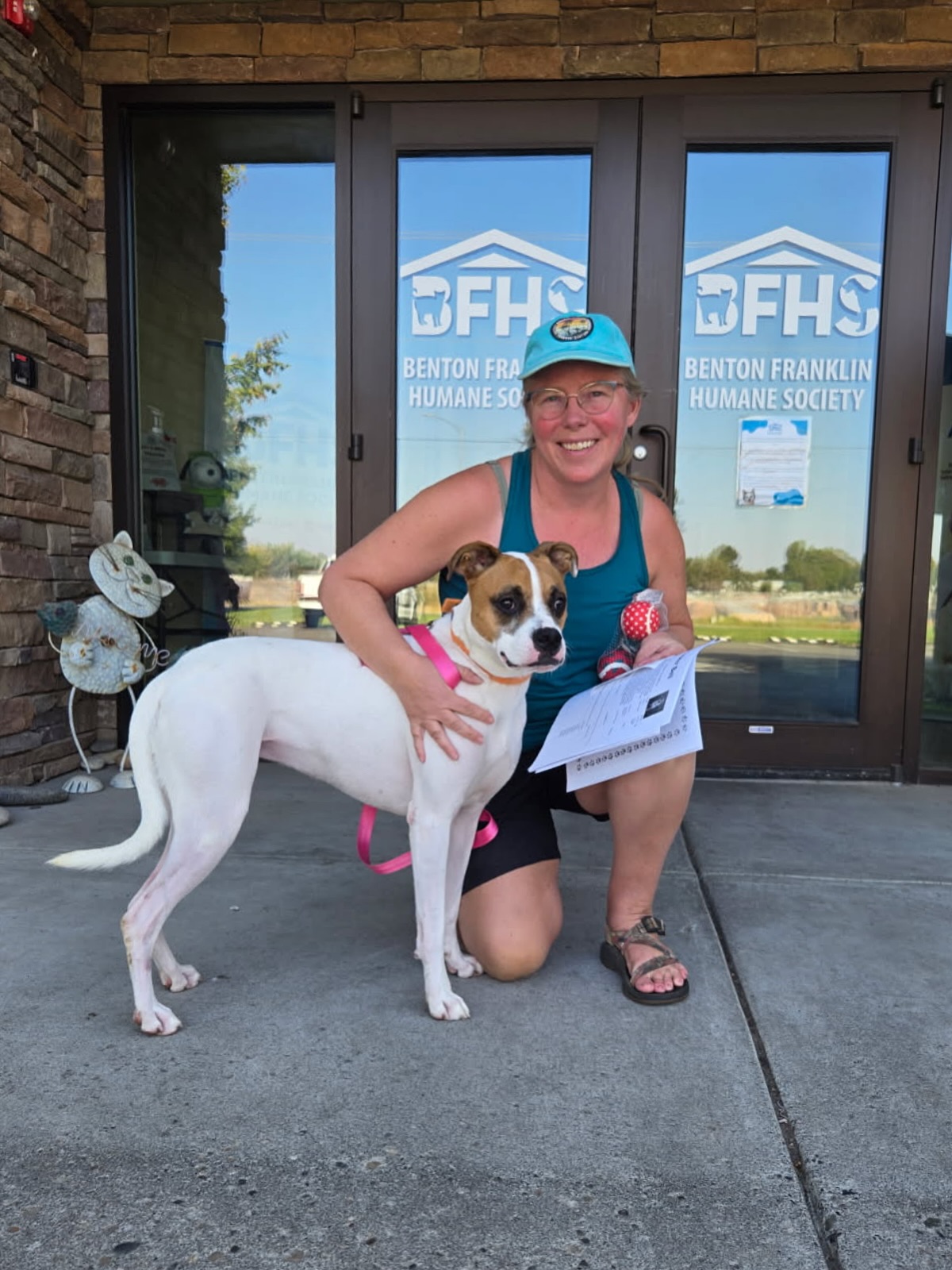 woman and adopted dog