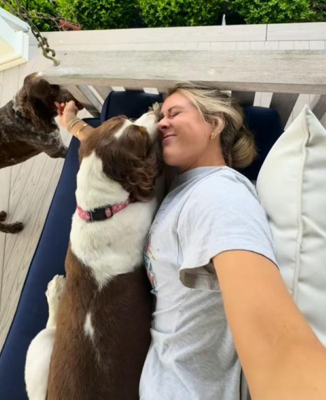 woman and her dog