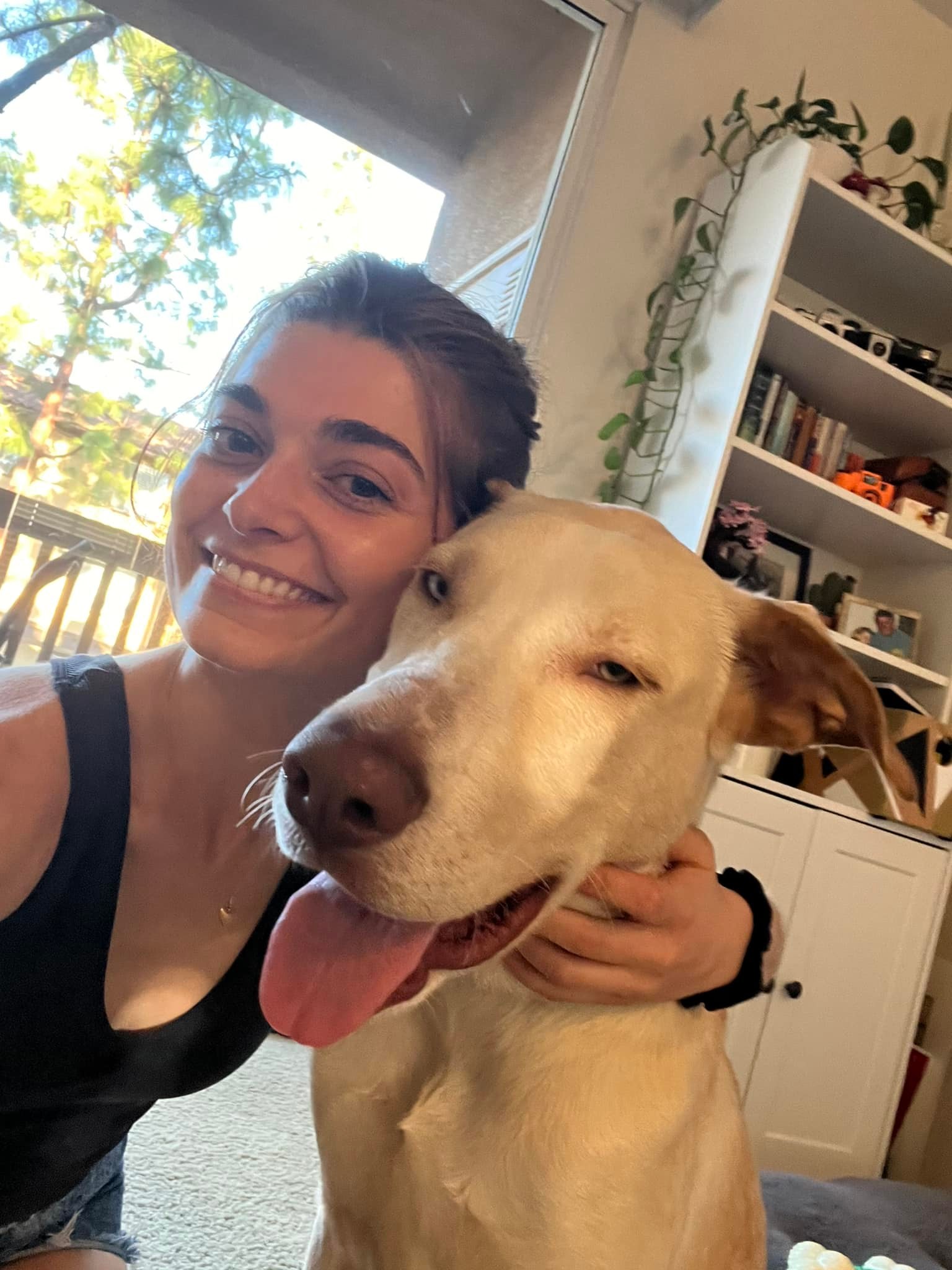 woman with very sweet dog