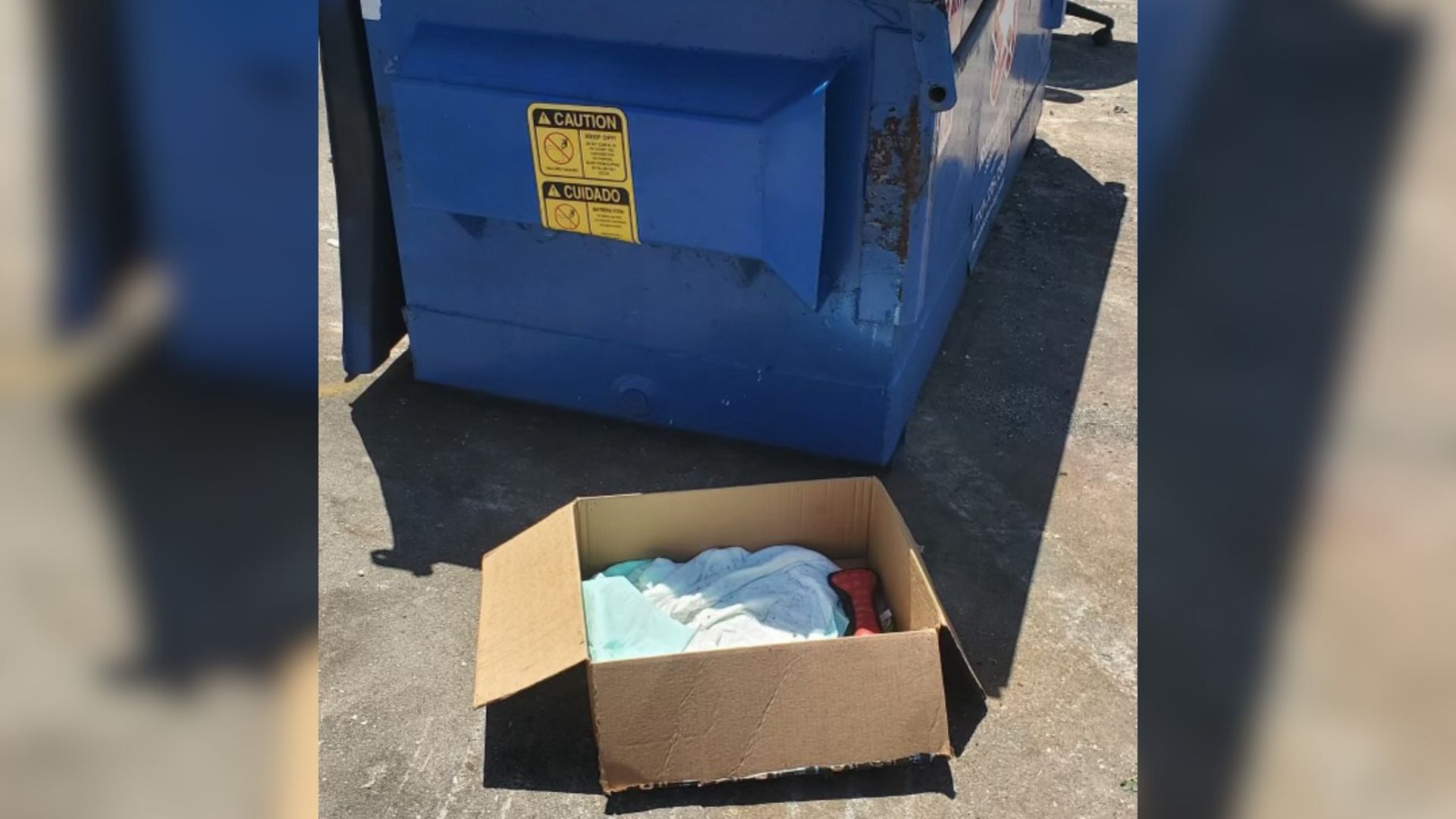 puppy in dumpster