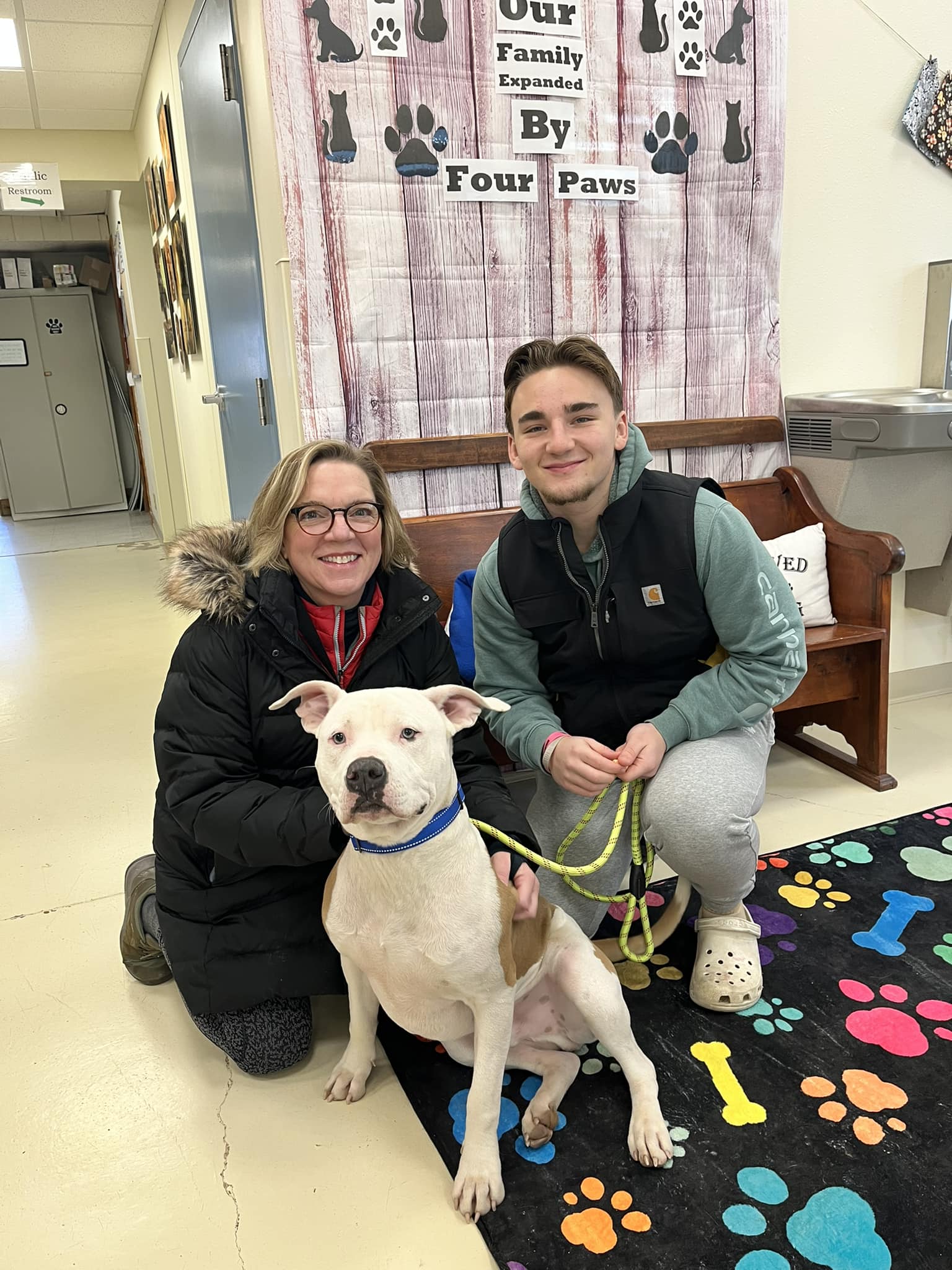 adopted dog with family