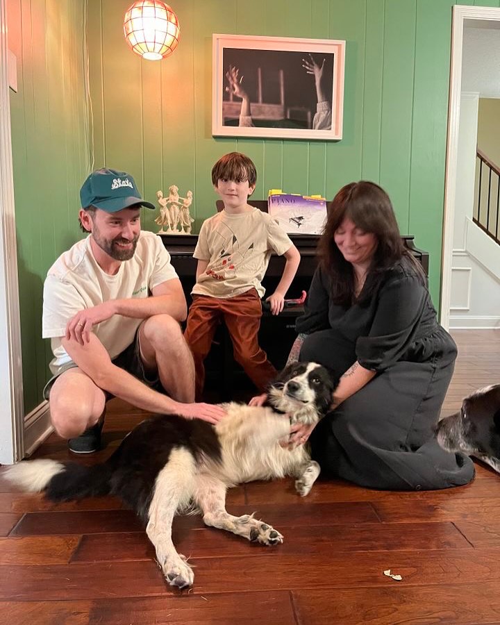 family and adopted dog