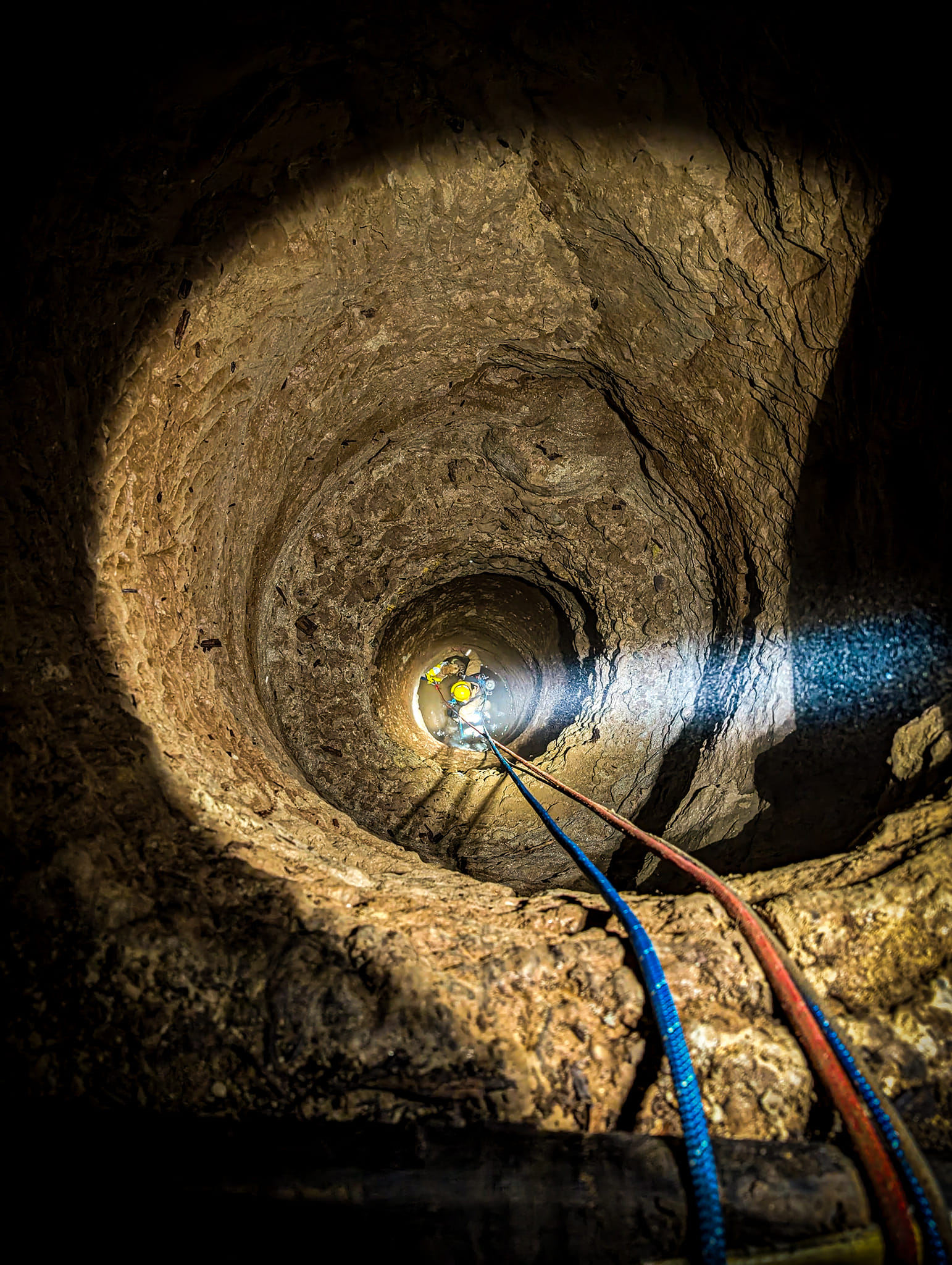 man saving a stuck dog