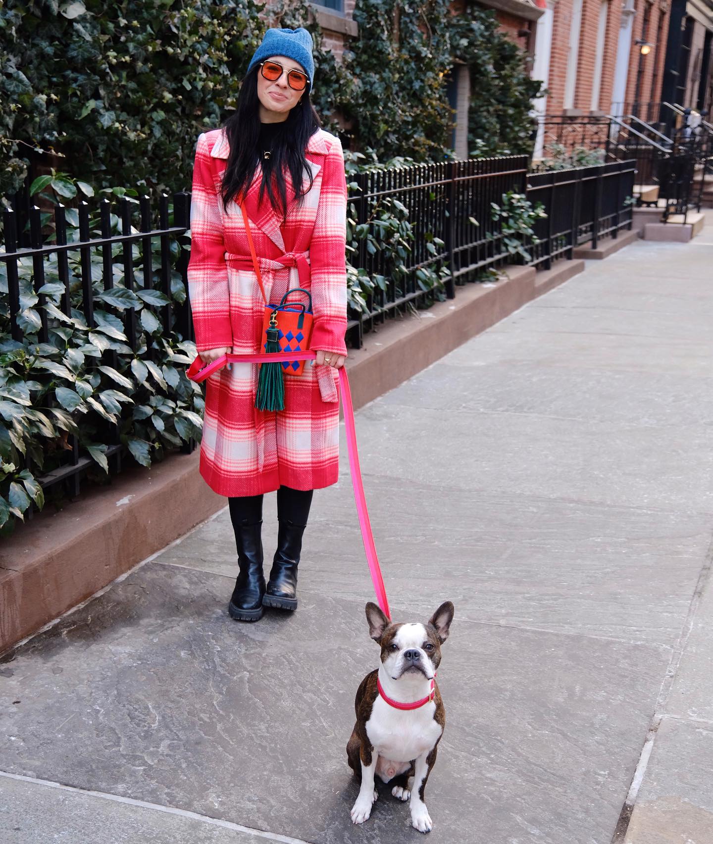woman and dog on leash