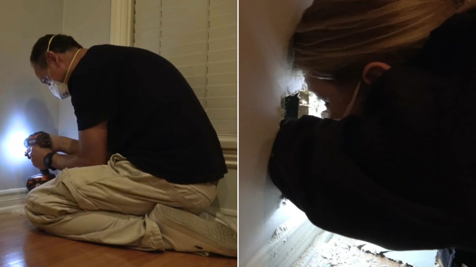 man looking inside wall