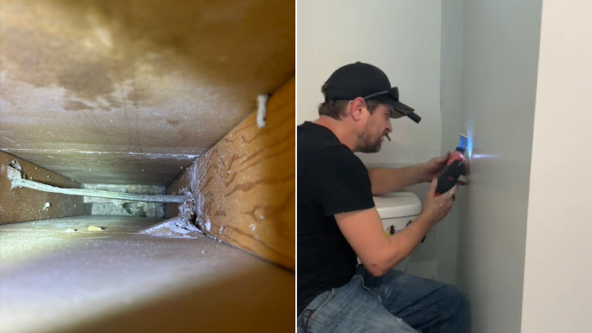 man looking inside wall